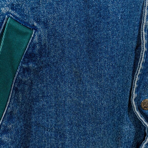 Lee Sport Denim Varsity Bomber Jacket Colorblock XXL VTG 90s Skate Hip Hop Baggy - Picture 5 of 8